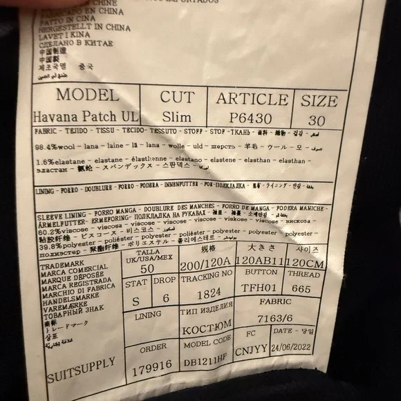 Suitsupply Navy Blue Havana Patch UL Suit – Size 50R - Picture 6 of 10